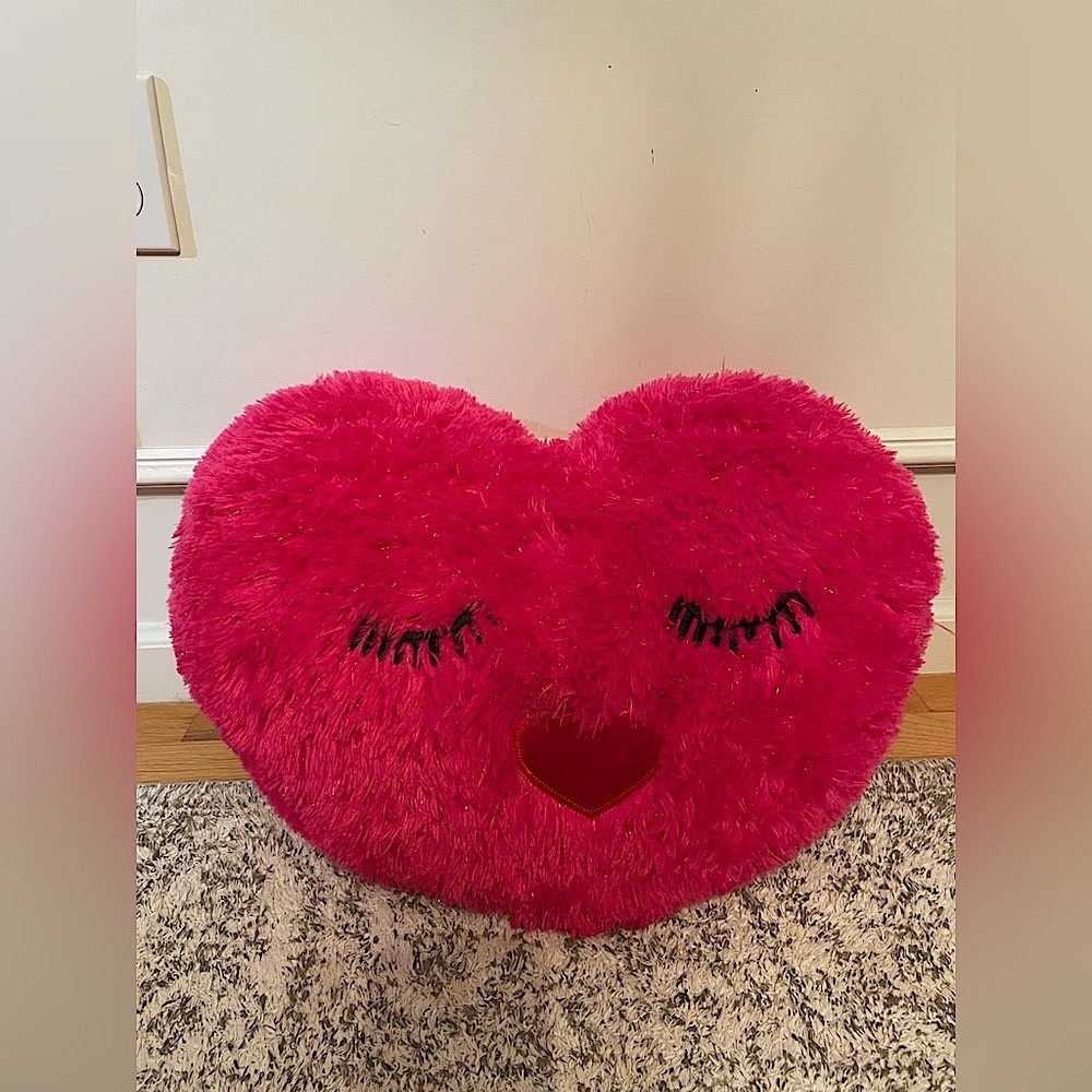 Pink Heart-Shaped Plush Pillow